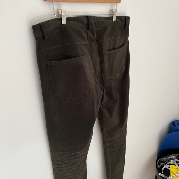 Dark Green Flannel Cotton Five Pocket Trousers - Picture 2 of 3